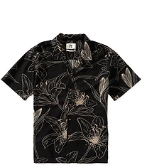 PX Clothing Floral Printed Bubble Textured Short Sleeve Camp Shirt