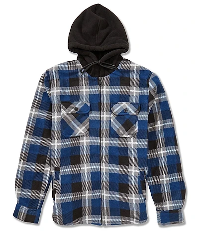 PX Clothing Plaid Sherpa Micropolar Fleece Hoodie