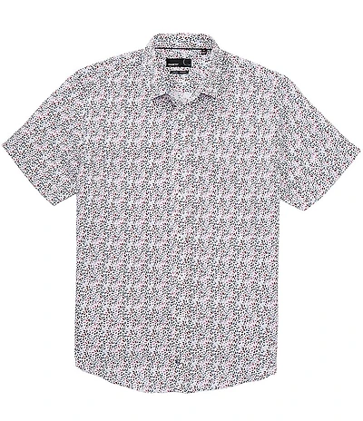 Quieti Abstract Floral Print Short Sleeve Woven Shirt