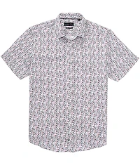 Quieti Abstract Floral Print Short Sleeve Woven Shirt