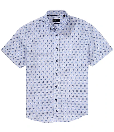 Quieti Daisy Dot Print Short Sleeve Woven Camp Linen Shirt