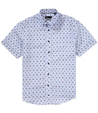 Quieti Daisy Dot Print Short Sleeve Woven Camp Linen Shirt