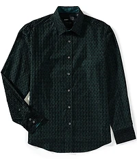 Quieti Flocked Print Long Sleeve Woven Shirt