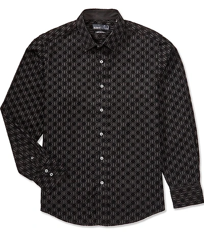 Quieti Flocked Print Long Sleeve Woven Shirt
