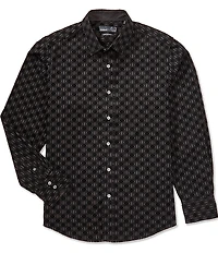 Quieti Flocked Print Long Sleeve Woven Shirt