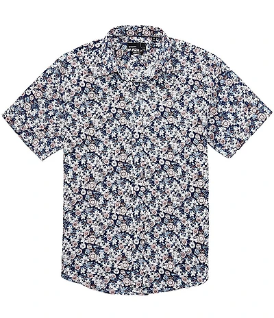 Quieti Floral Print Short Sleeve Woven Shirt
