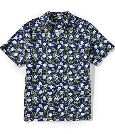 Quieti Floral Print Stretch Short Sleeve Woven Camp Shirt