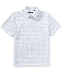 Quieti Geo Print Short Sleeve Polo Shirt
