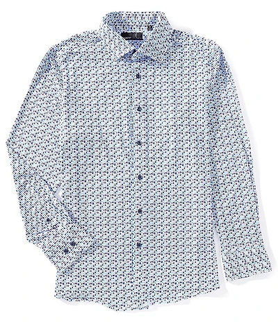 Quieti Geo Print Stretch Long Sleeve Woven Shirt