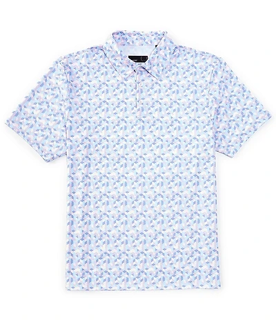 Quieti Geo Print Stretch Short Sleeve Polo Shirt