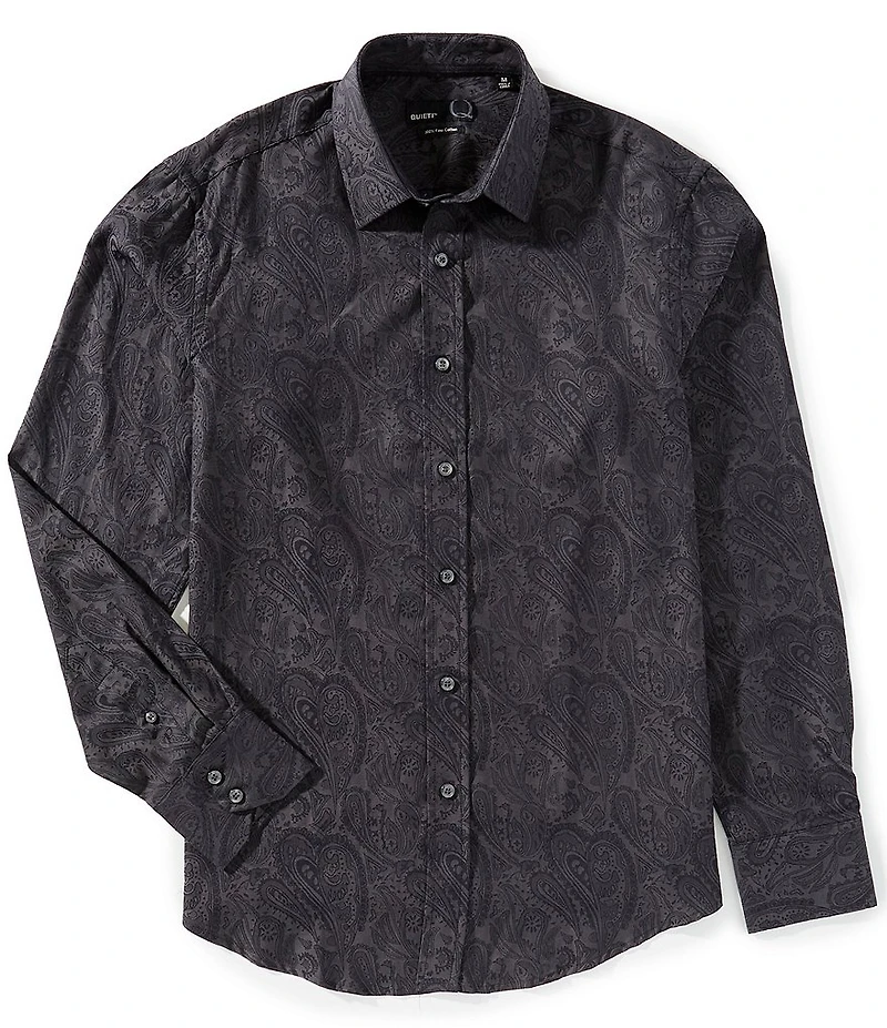 Quieti Jacquard Paisley Print Long Sleeve Woven Shirt