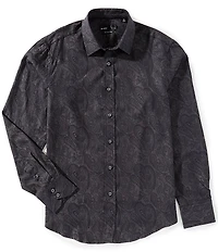 Quieti Jacquard Paisley Print Long Sleeve Woven Shirt