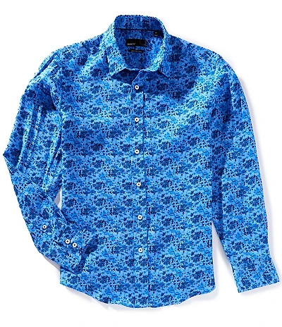Quieti Linen Medium Floral Print Long Sleeve Woven Shirt