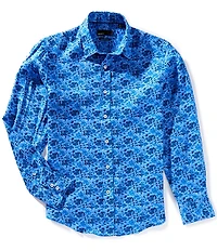 Quieti Linen Medium Floral Print Long Sleeve Woven Shirt