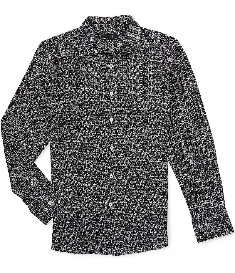 Quieti Mini Floral Print Long Sleeve Modern Fit Woven Shirt