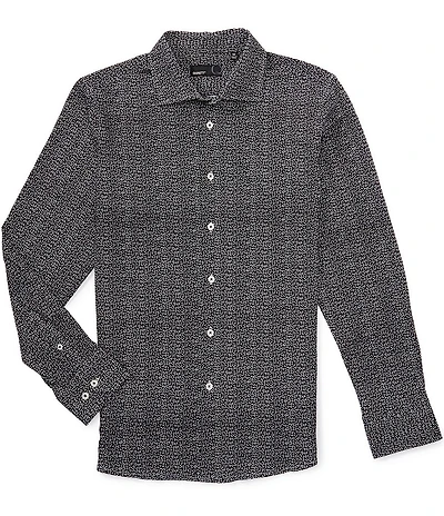 Quieti Mini Floral Print Long Sleeve Modern Fit Woven Shirt