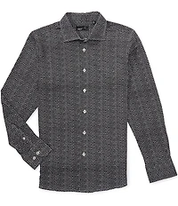 Quieti Mini Floral Print Long Sleeve Modern Fit Woven Shirt