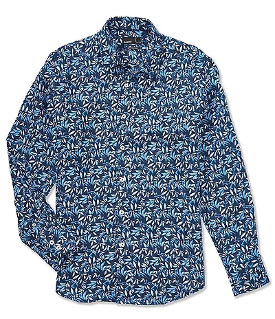 Quieti Modern Fit Botanical Print Long Sleeve Woven Shirt