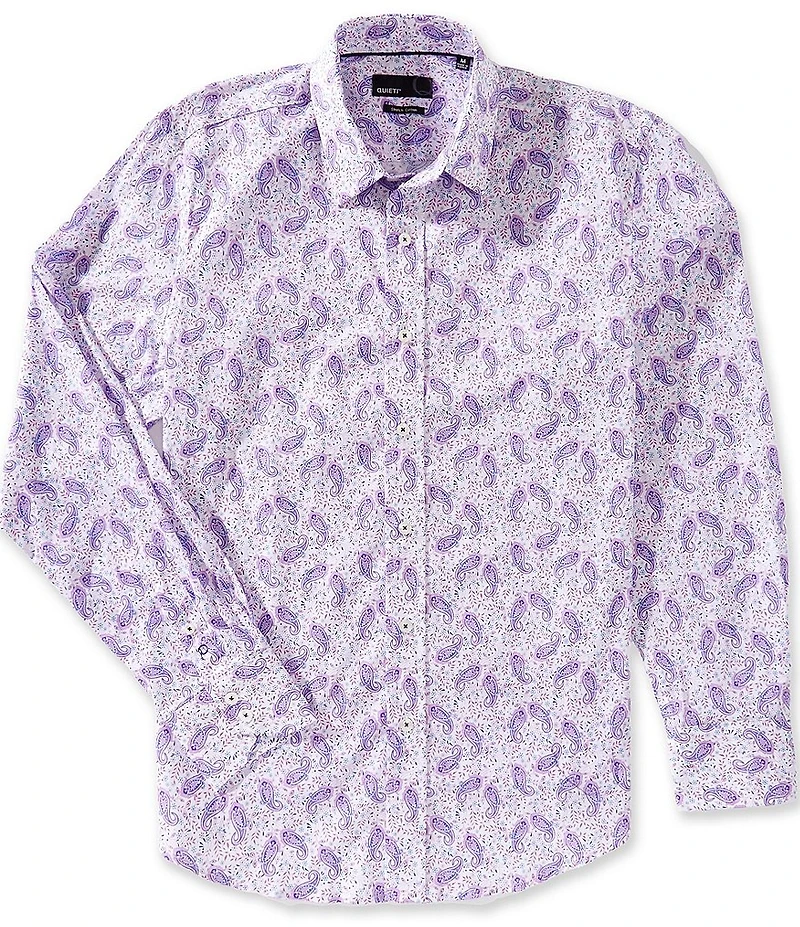 Quieti Paisley Floral Print Long Sleeve Woven Shirt