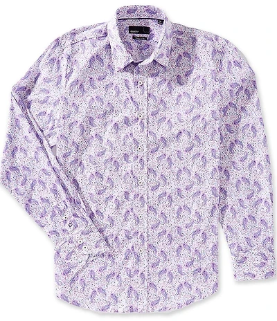 Quieti Paisley Floral Print Long Sleeve Woven Shirt