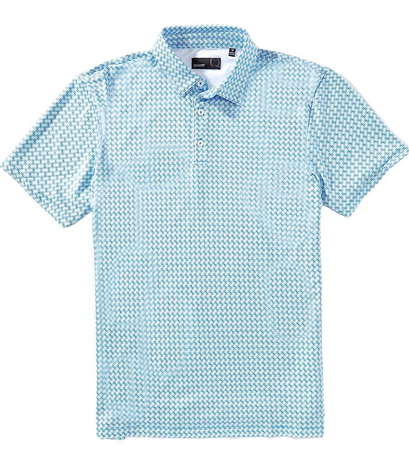 Quieti Performance Geo Print Short Sleeve Polo Shirt