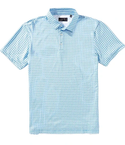 Quieti Performance Geo Print Short Sleeve Polo Shirt