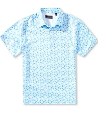Quieti Performance Geo Print Short Sleeve Polo Shirt