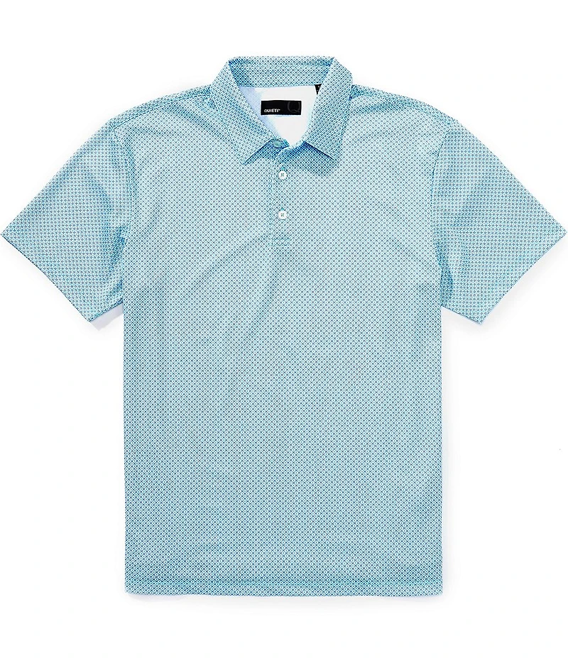 Quieti Performance Stretch Geo Print Short Sleeve Polo Shirt