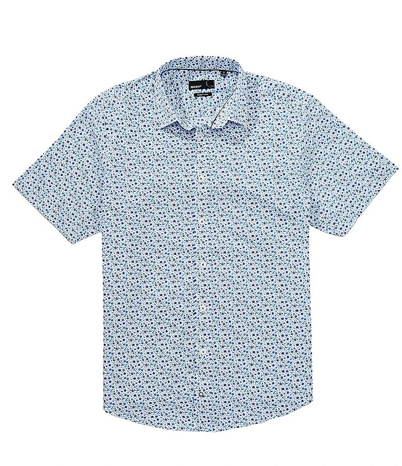 Quieti Petal Print Short Sleeve Woven Shirt
