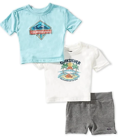 Quiksilver Baby Boys Short Sleeve Graphic & Branded T-Shirts & Shorts 3-Piece Set