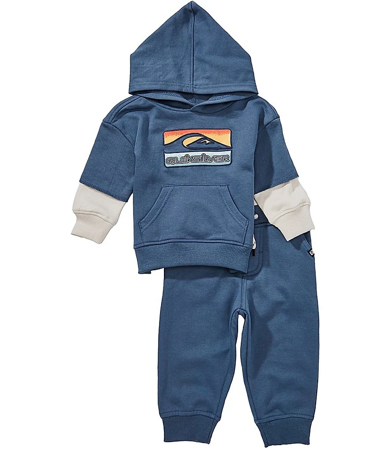 Quiksilver Baby Boys Long Sleeve Fleece Hoodie & Coordinating Jogger Pants Set