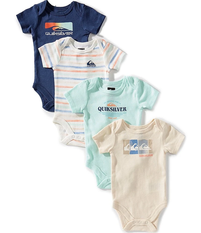 Quiksilver Baby Boys Short Sleeve Bodysuit 4-Pack