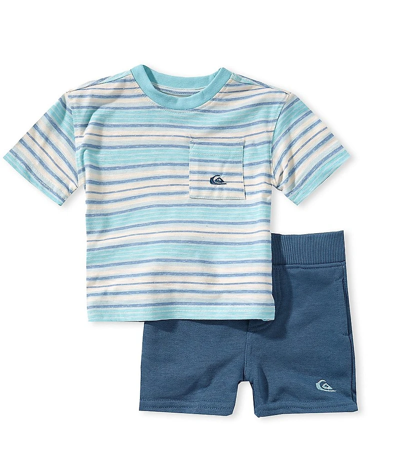 Quiksilver Baby Boys Short Sleeve Striped T-Shirt & Solid Shorts Set