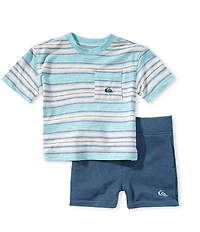 Quiksilver Baby Boys Short Sleeve Striped T-Shirt & Solid Shorts Set