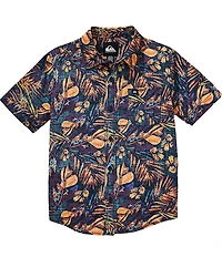Quiksilver Big Boys Short-Sleeve Heatmap Palm Reverse-Print Poplin Shirt