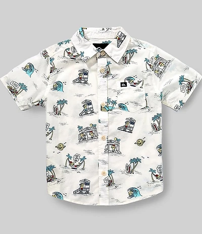 Quiksilver Little Boys Short Sleeve Allover Printed Surf Doodle Classic Shirt