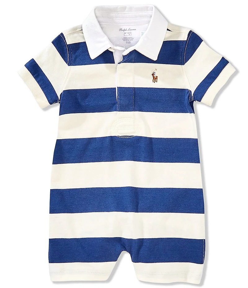 Ralph Lauren Baby Boys Short Sleeve Striped Rugby Shortall