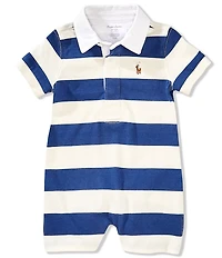 Ralph Lauren Baby Boys Short Sleeve Striped Rugby Shortall