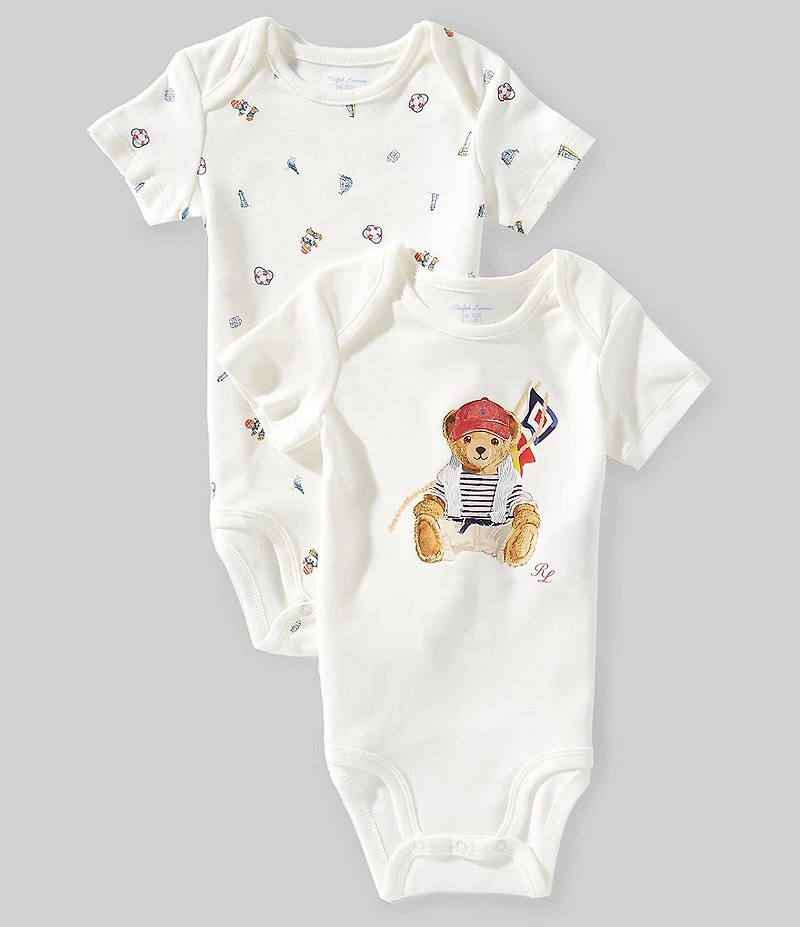 Ralph Lauren Baby Boys Cotton Short-Sleeve Polo Bodysuits 2-Pack