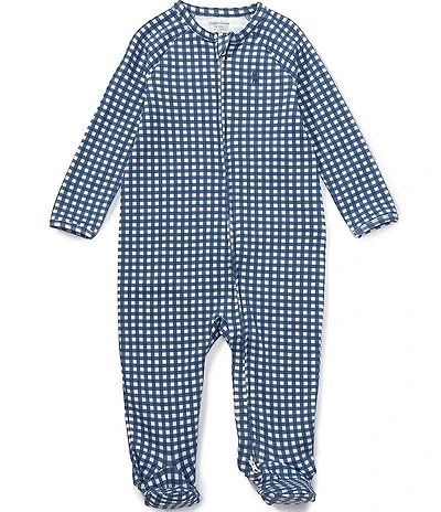 Ralph Lauren Baby Boys Long Sleeve Gingham Cotton Footie