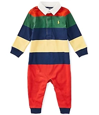 Ralph Lauren Baby Boys Long-Sleeve Bold-Striped Jersey Rugby Coverall