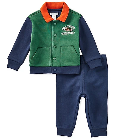 Ralph Lauren Baby Boys Long Sleeve Color Block Polo Sportsman Fleece Jacket & Pants Set