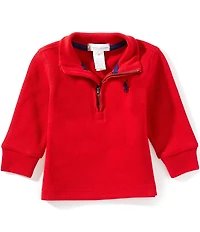 Ralph Lauren Baby Boys Long Sleeve Estate-Rib Quarter-Zip Pullover