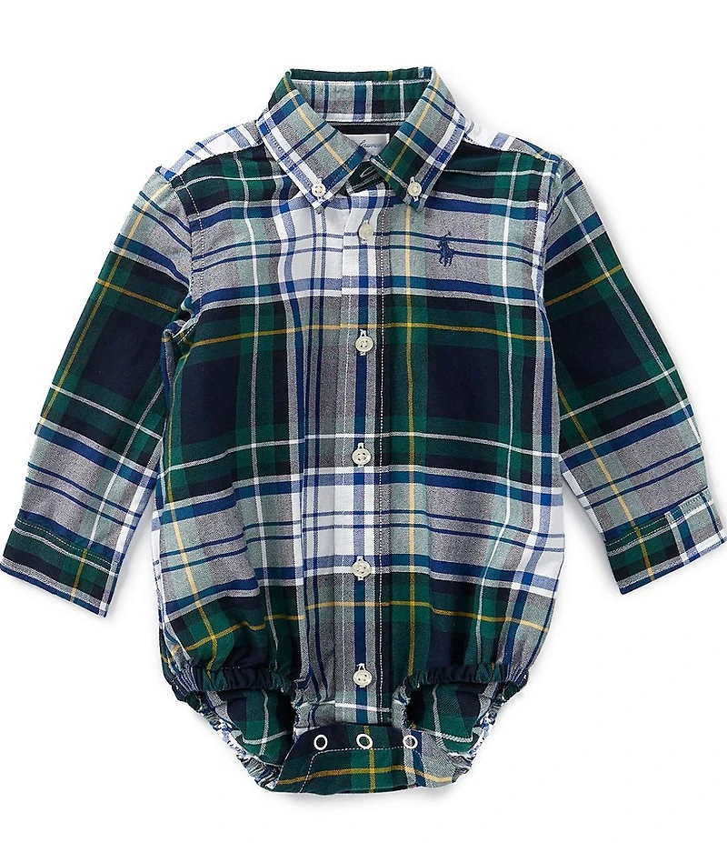 Ralph Lauren Baby Boys Long Sleeve Plaid Oxford Bodysuit