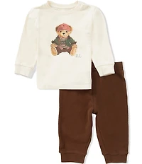 Ralph Lauren Baby Boys Long Sleeve Polo Bear T-Shirt & Jogger Pants Set