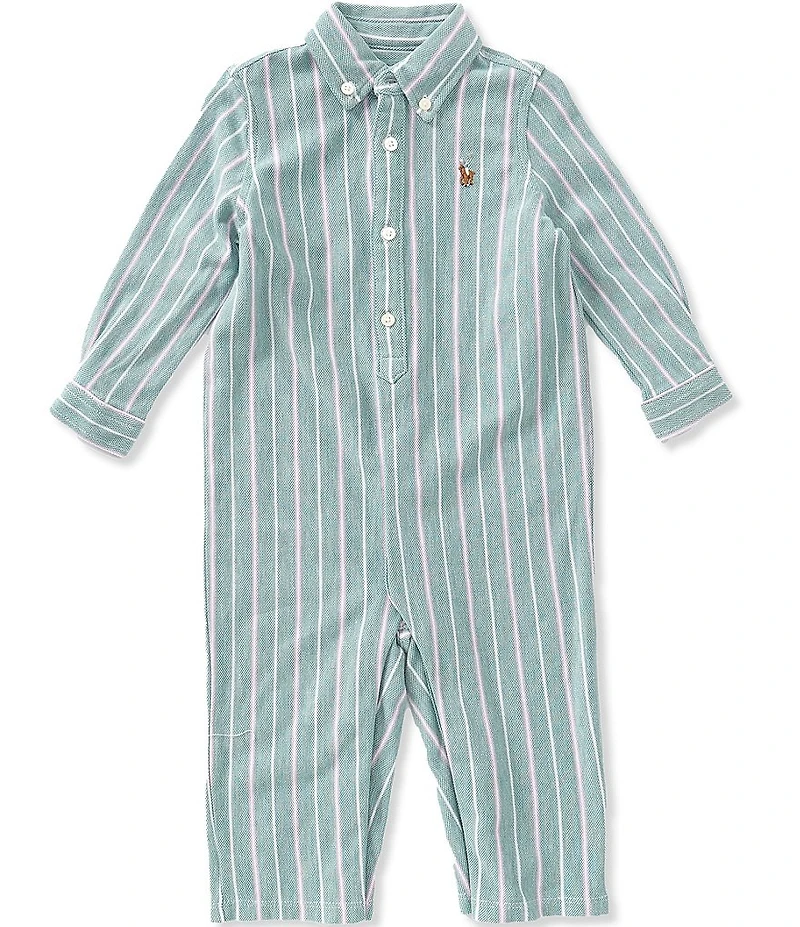 Ralph Lauren Baby Boys Long-Sleeve Striped Knit Oxford Coverall
