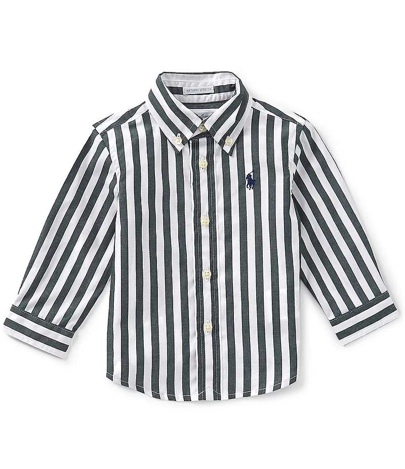 Ralph Lauren Baby Boys Long Sleeve Striped Poplin Shirt