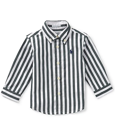 Ralph Lauren Baby Boys Long Sleeve Striped Poplin Shirt