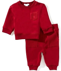 Ralph Lauren Baby Boys Long-Sleeve Waffle-Trim Sweatshirt & Matching Jogger Pant Set