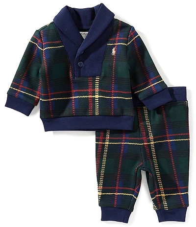 Ralph Lauren Baby Boys Plaid Fleece Sweatshirt & Pants Set